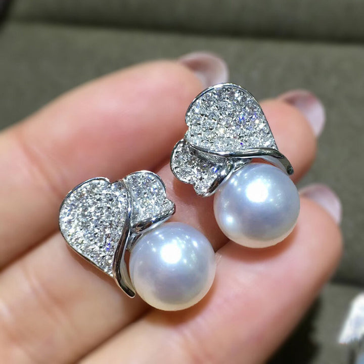 Exquisite Blattohrringe Perlen Modedesign