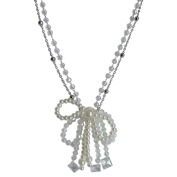 Crystal String Beads Bow Pearl ketting