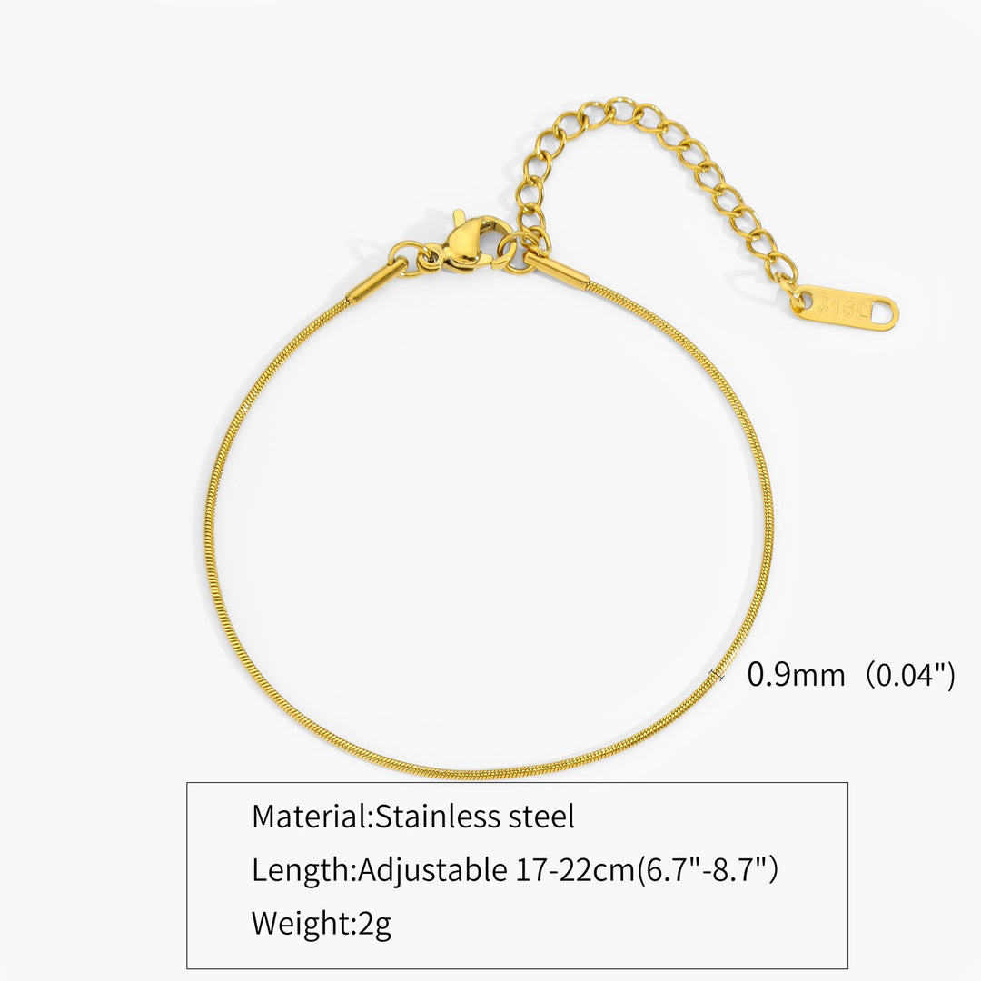 Eenvoudige ins titanium staal vergulde 18K gouden ronde slangenbeenderen ketting vergulde armband verstelbare armband niche ontwerpmode