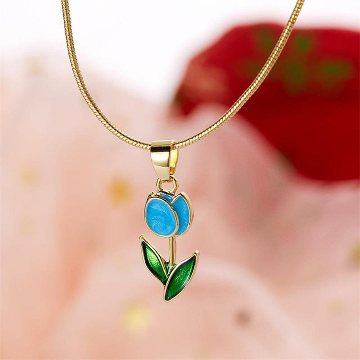 Bracelet de collier à huile de chute de mode tulipe romantique