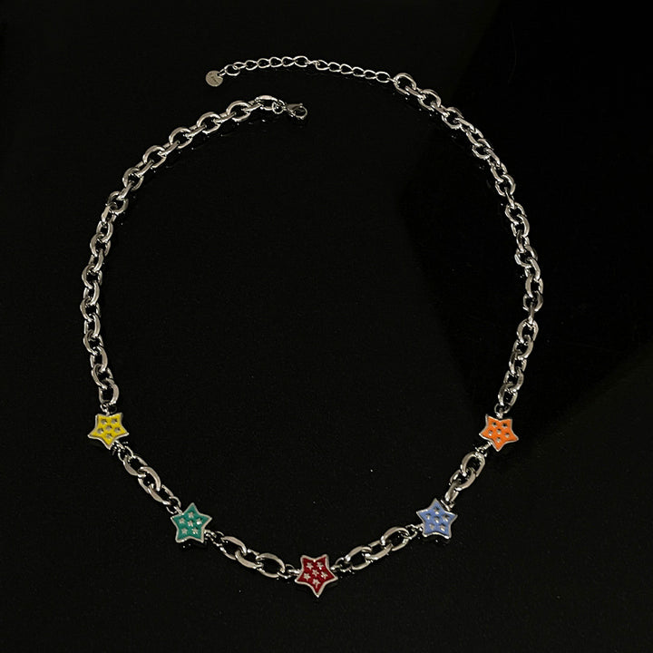 Colorful Oil Necklace Five-pointed Star Necklace For Women Light Luxury