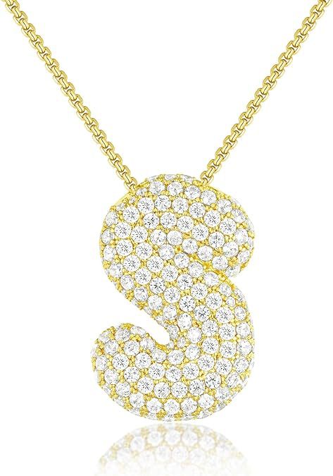 Collier de lettre d'anglais en laiton Zircon Balloon