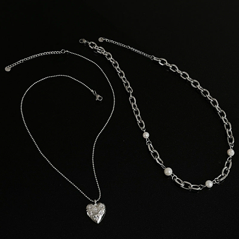 Sweet Cool Heart-shaped Multi-part Pearl Necklace