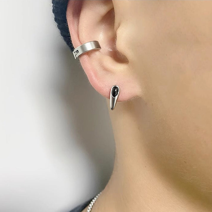 Sterling argintiu cu apă neagră picătură de urechi moda bărbaților