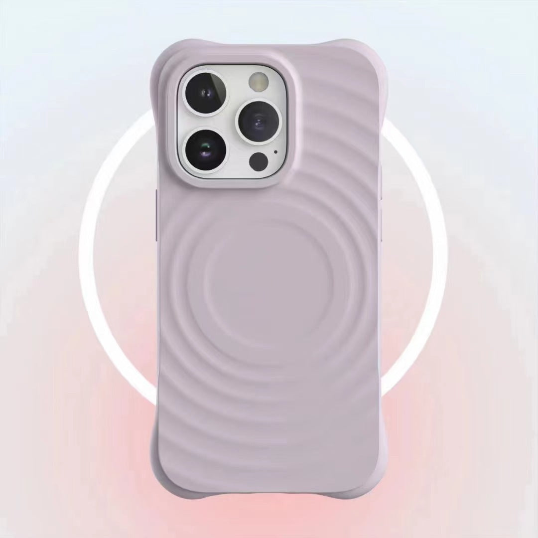 Magnetische Welle absorbieren Ripple Shell Phone Hülle Feste Farbe Flüssiges Silikon Hartschutzabdeckung