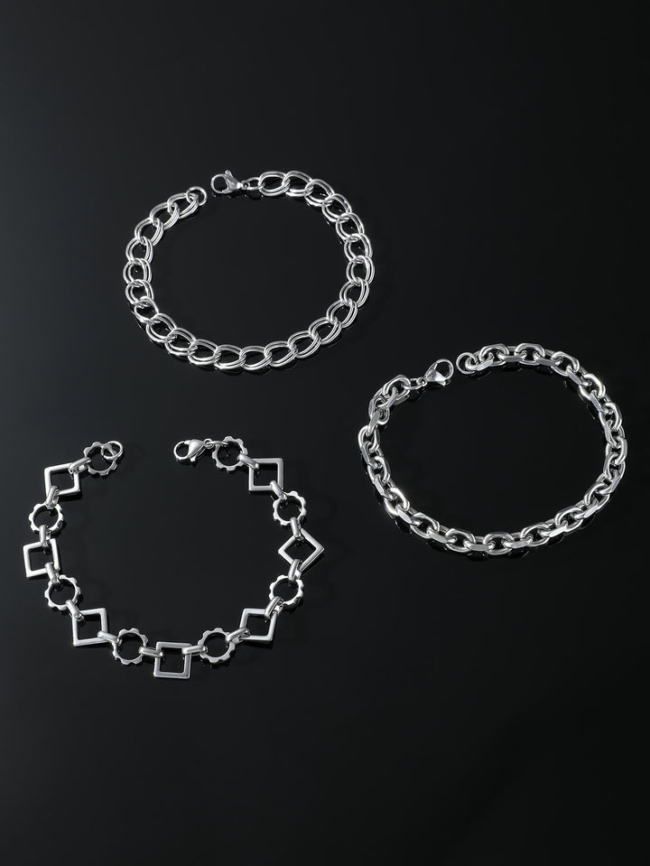 Simple Stainless Steel SUNFLOWER Three-piece Bracelet