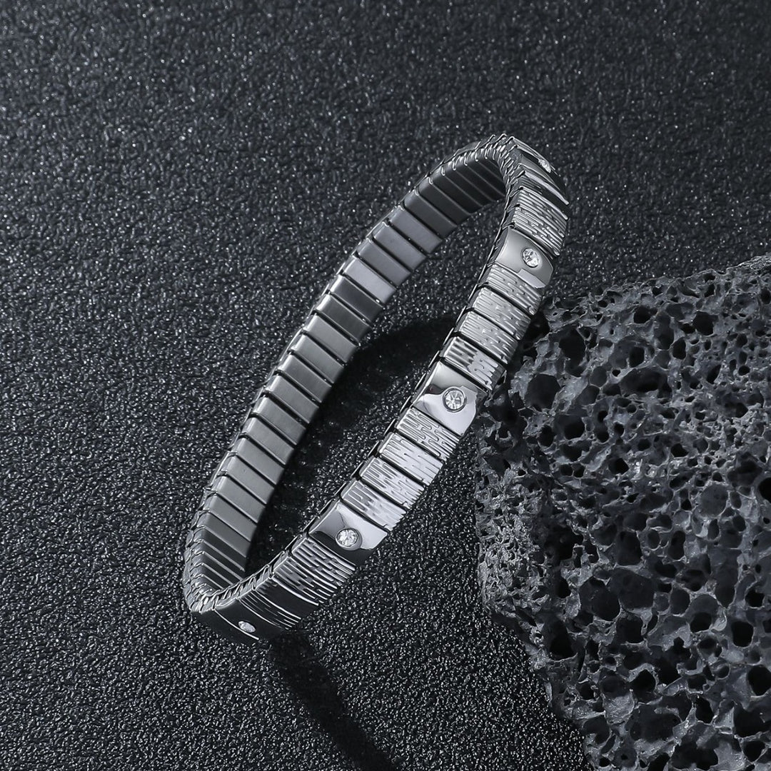 Kall rostfritt stål diamantelastiskt armband för män