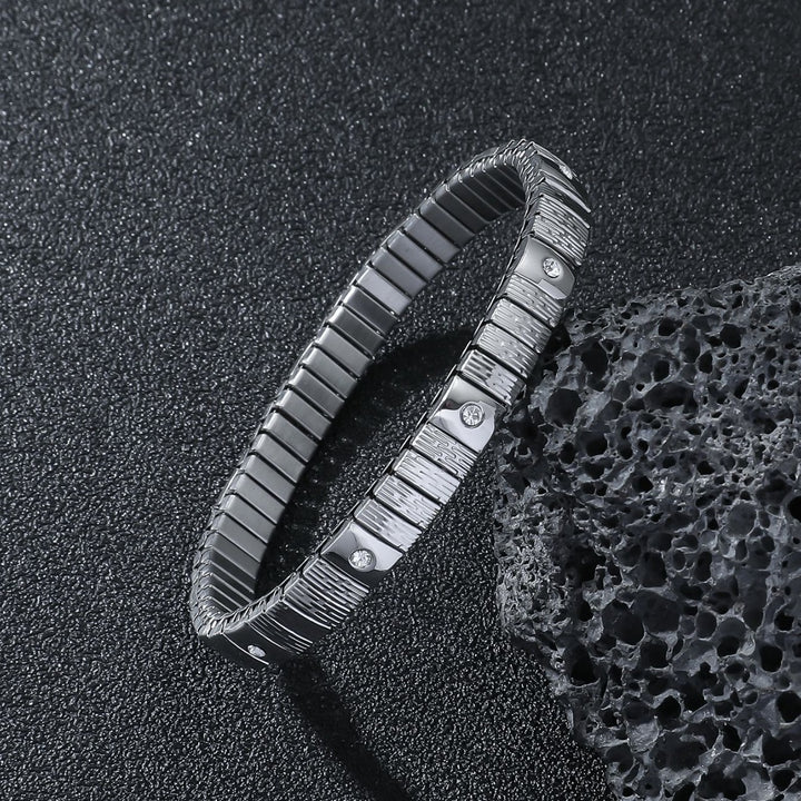 Студена диамантена еластична гривна от неръждаема стомана за мъже
