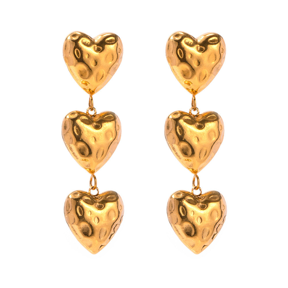 Ретро бароково любовни обеци от сърце Асиметрични ушни шпилки
