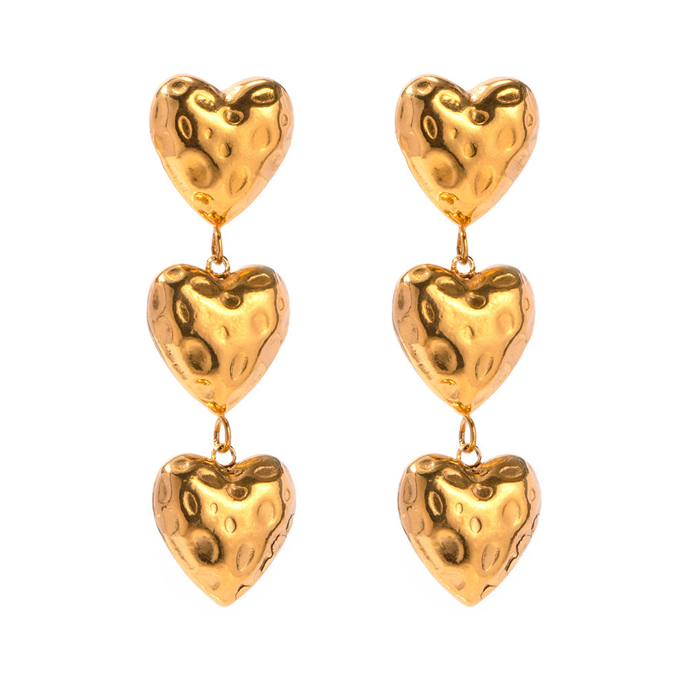 Retro Baroque Love Heart Cercei de urechi asimetrice