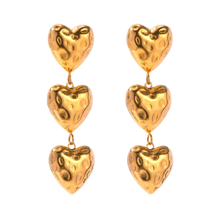 Retro Baroque Love Heart Earrings Asymmetric Ear Studs
