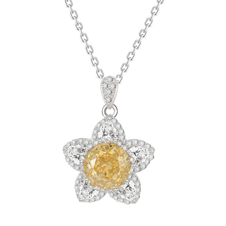Eisblume geschnittene Halskette leichter Luxus All-Matching Graceful Yellow Diamond Fünf-Punkte-Stern
