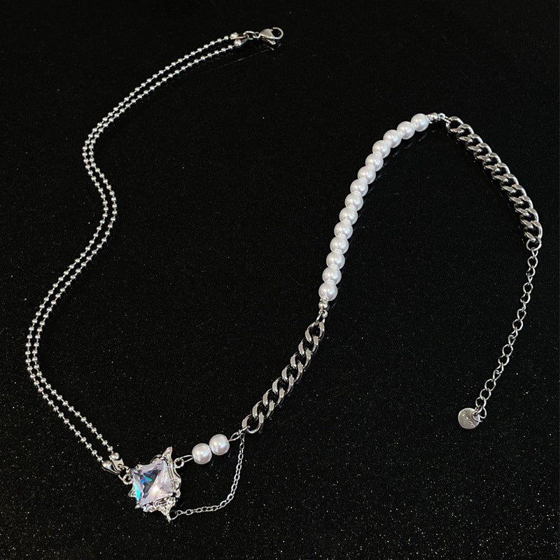 Spezielles Interesse leichte Luxus -Hip -Hop -Block -Stitching Perlenkette