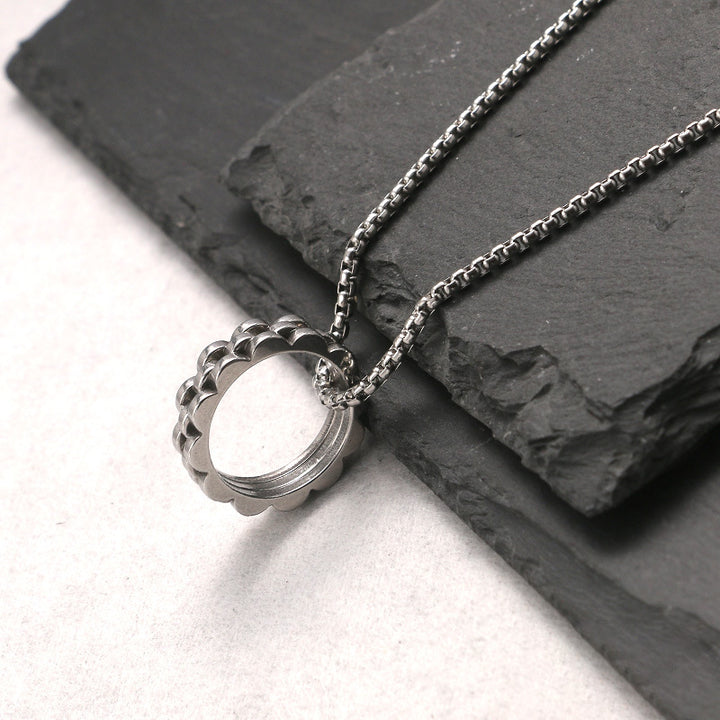 Fashion Stainless Steel Mountain Ring Necklace