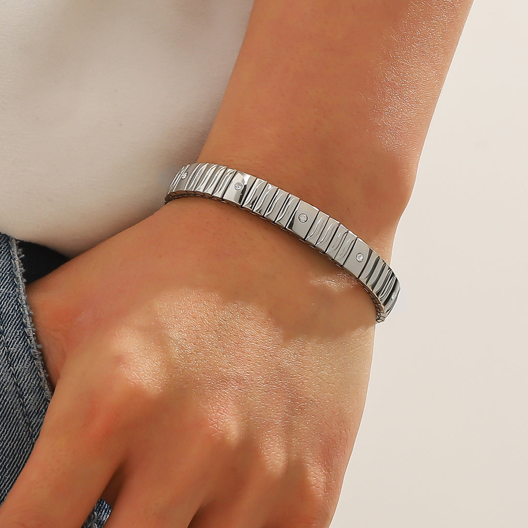 Bracelet élastique en diamant en acier inoxydable froid pour les hommes