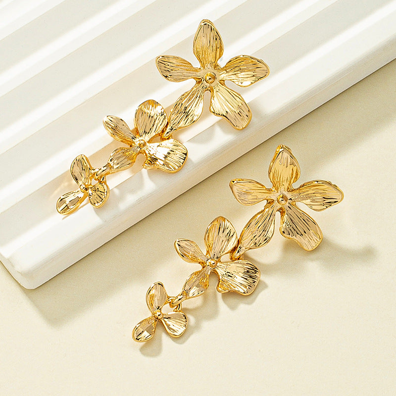 Flower Stud Earrings Irregular Exaggerated Long