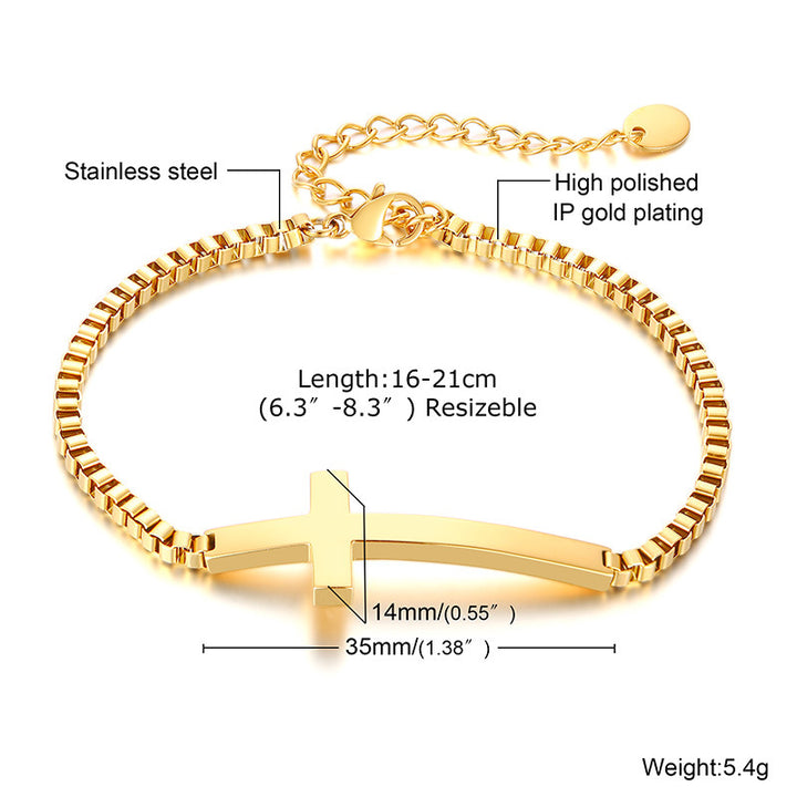 Bracelet en acier de chaîne de boîte croisée pour les femmes
