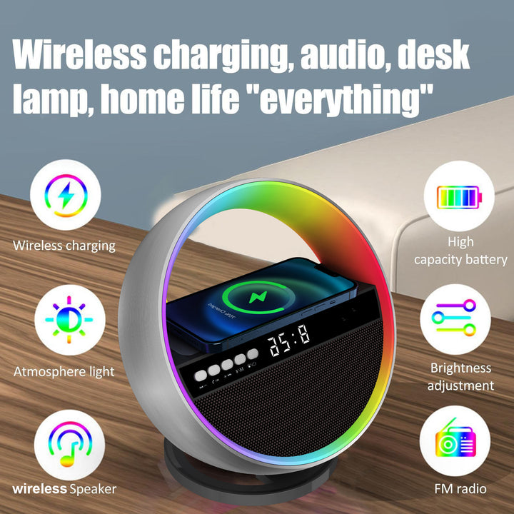 2024 Ny multifunktion RGB Night Light Wireless Charger Bluetooth -högtalare Large G Ambience Light Home Decor