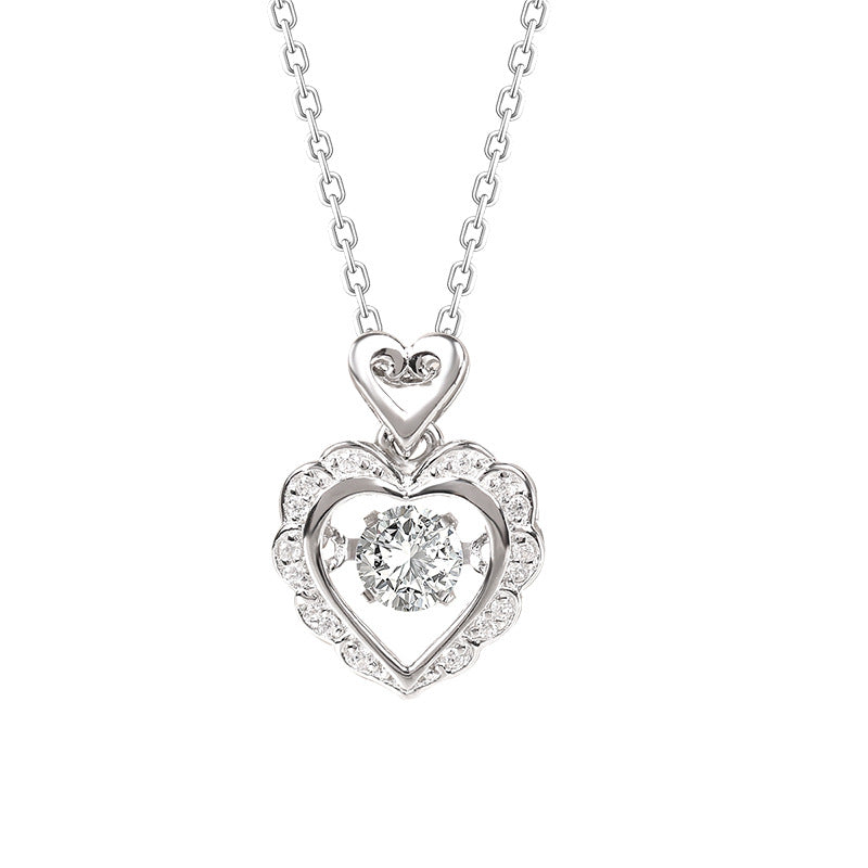 S925 Sterling Silver Loving Heart Necklace Women's All-Match high-end mode