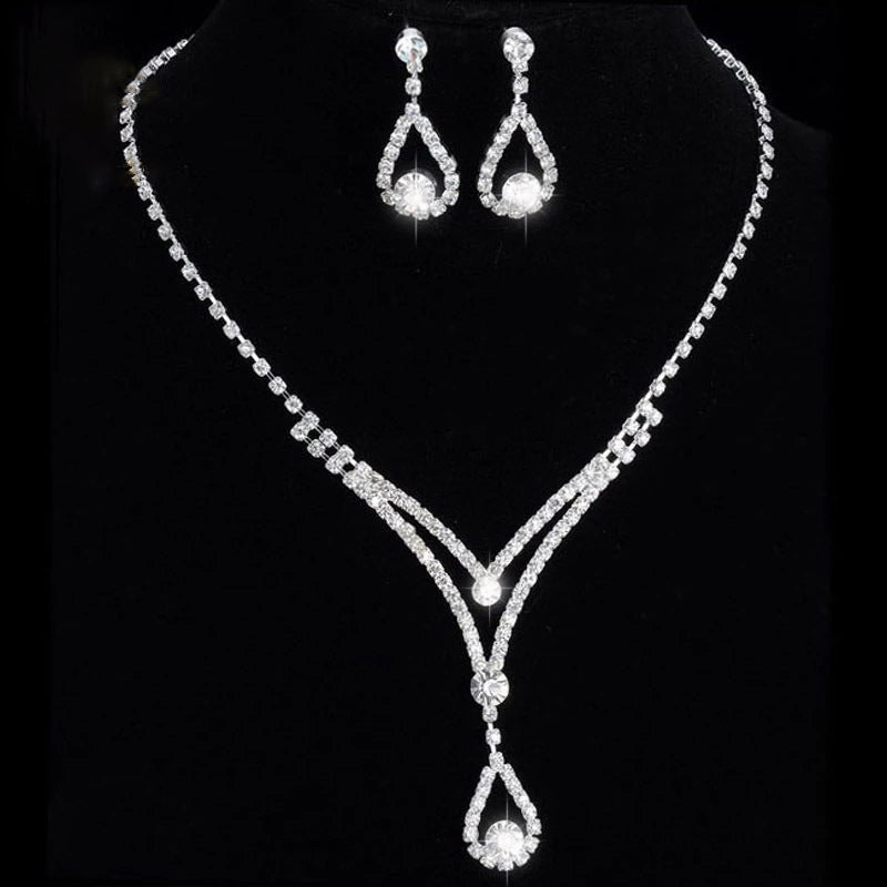 Fashion Bright Full Rhinestone Zircon Water Drop Necklace