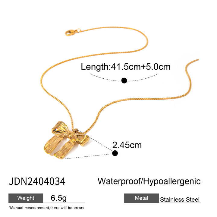 18k Gold Edelstahl Frauen Zirkon Bogen Halskette