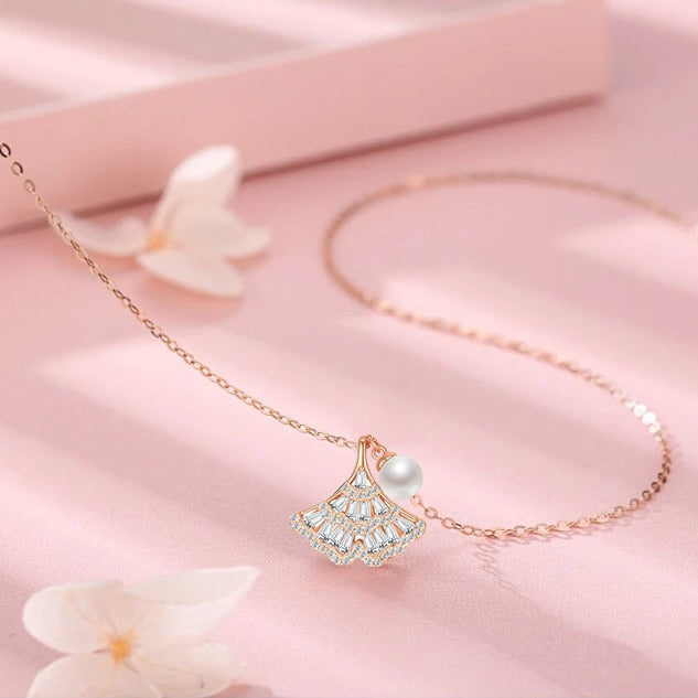 Ginkgo Blatt Sterling Silber Halskette für Frauen Licht Luxus -Minderheit Design S925