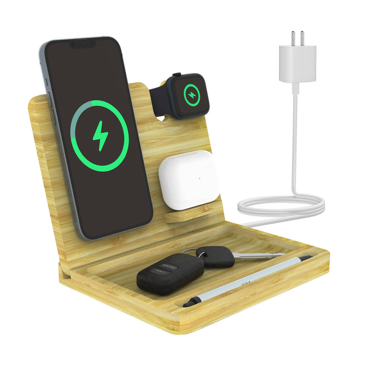 Bamboo 3-in-1 Magnetic Wireless Charger Storage Bracket