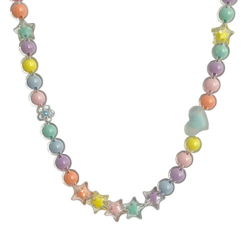 Bonbonfarbene Acryl-Perlennähten Xingx-Halskette