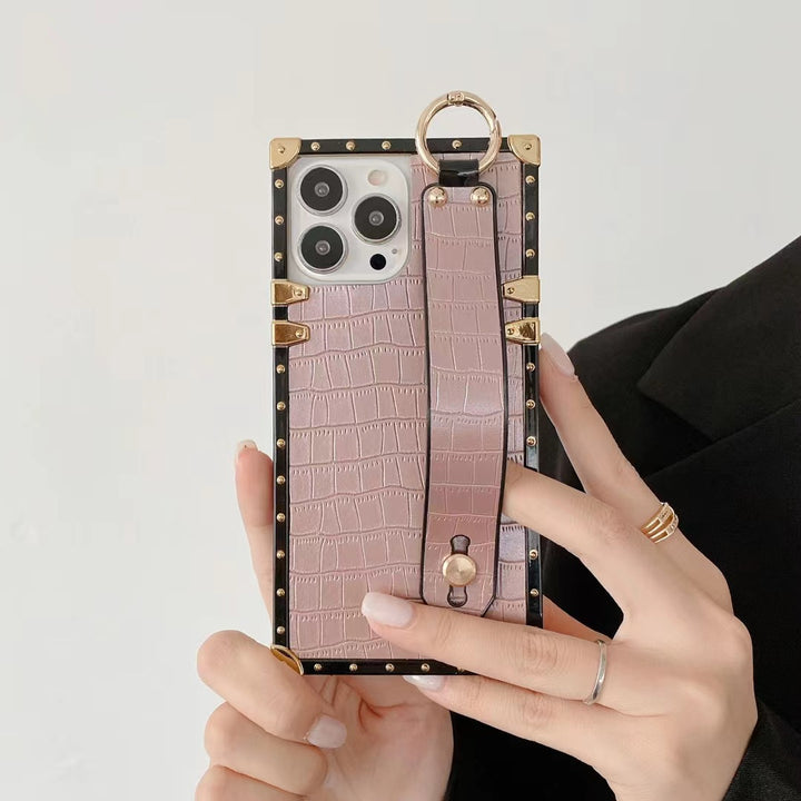Caja de teléfono creativo de manga protectora de correa de muñeca con muñequera cuadrada