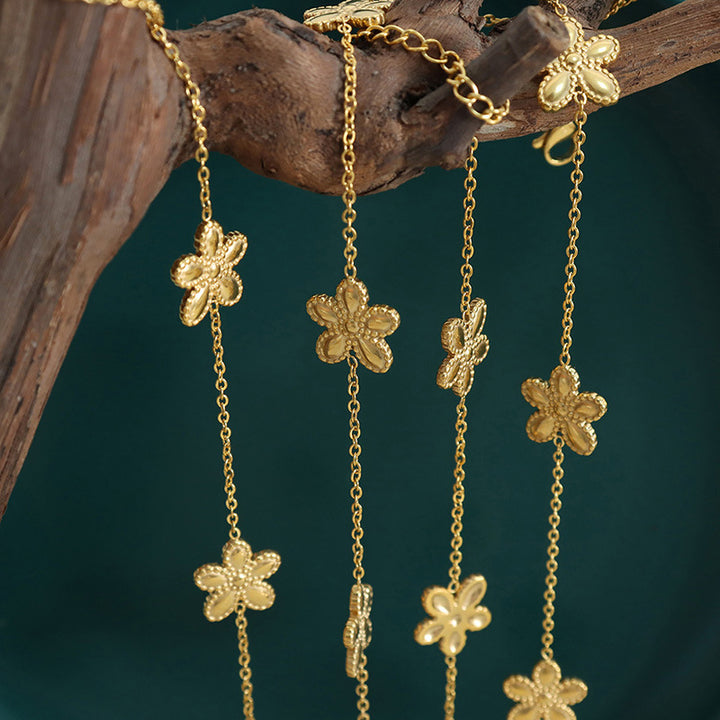 Niche Round Flower Bracelet And Necklace Set