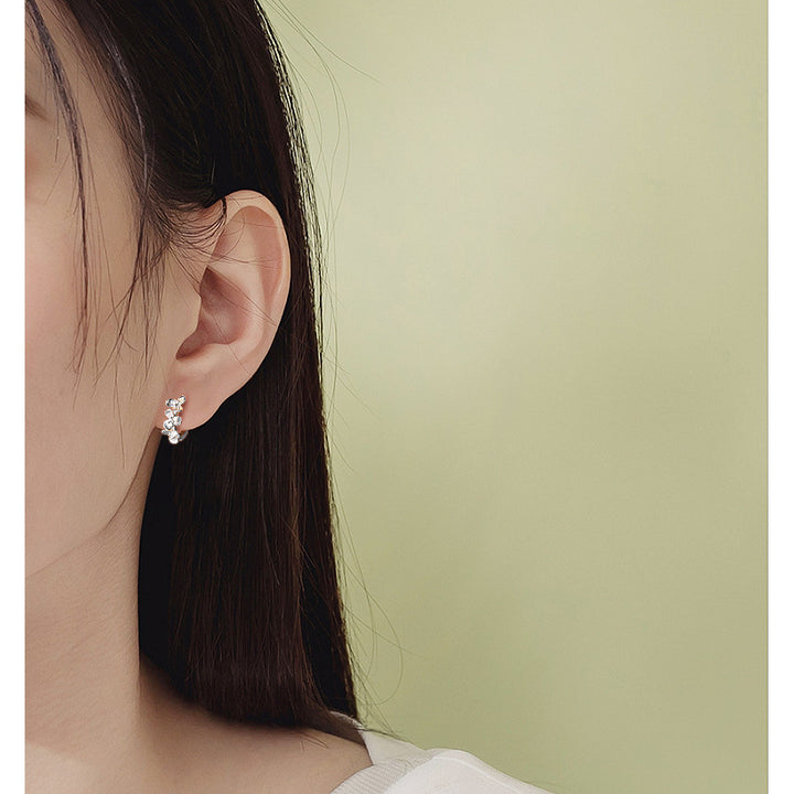 Dames S999 verse bloem zirkooncirkel eenvoudige armband oorbellen