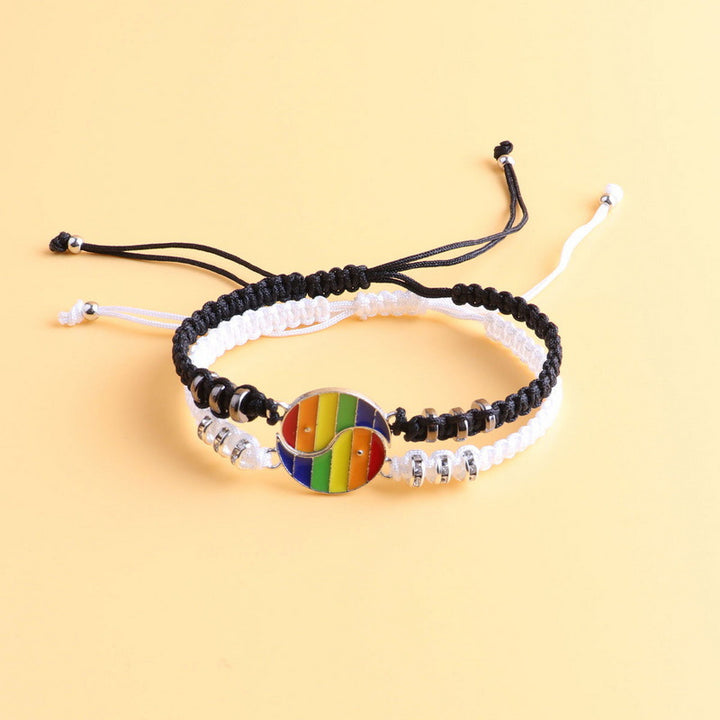 Rainbow Color Puzzle Gossip Yin et Yang Bracelet