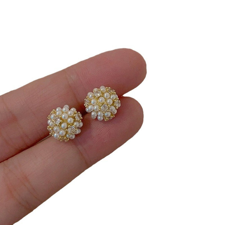 Small And Exquisite Zircon Pearl Stud Earrings Women