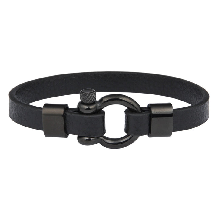 Leather Bracelet U-shaped Lock Simple Men's Retro Stainless Steel