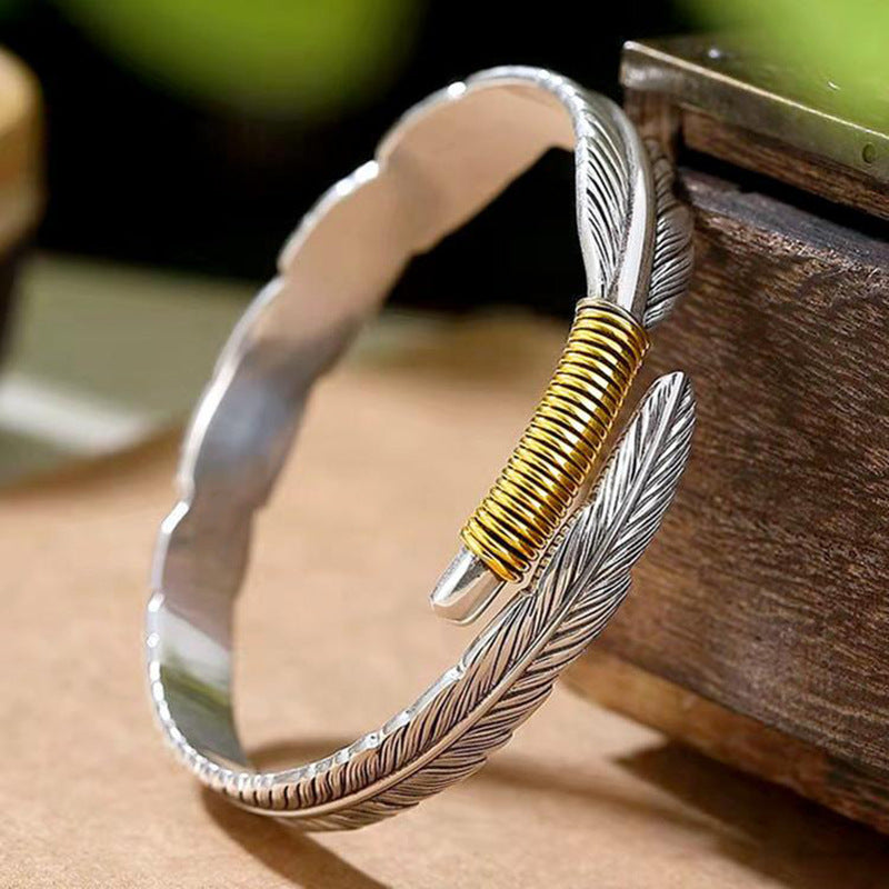 Retro Gcows590e37 Feather Bracelet Men's Fashion
