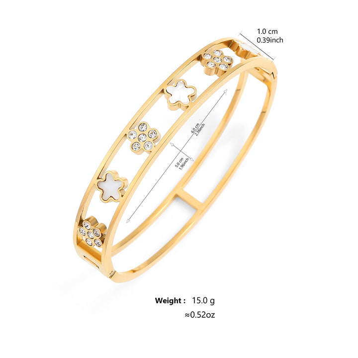 Fashion Multi-Diamond Five-leaf Flower Bracelet Female Niche