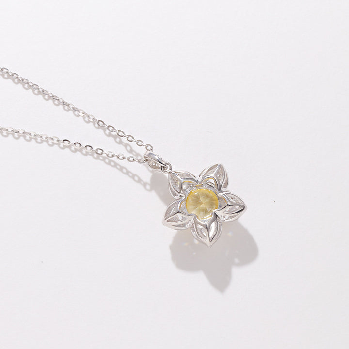 Ice Flower Cut Necklace Light Luxury All-Matching Graceful Yellow Diamond Fem-Pointed Star