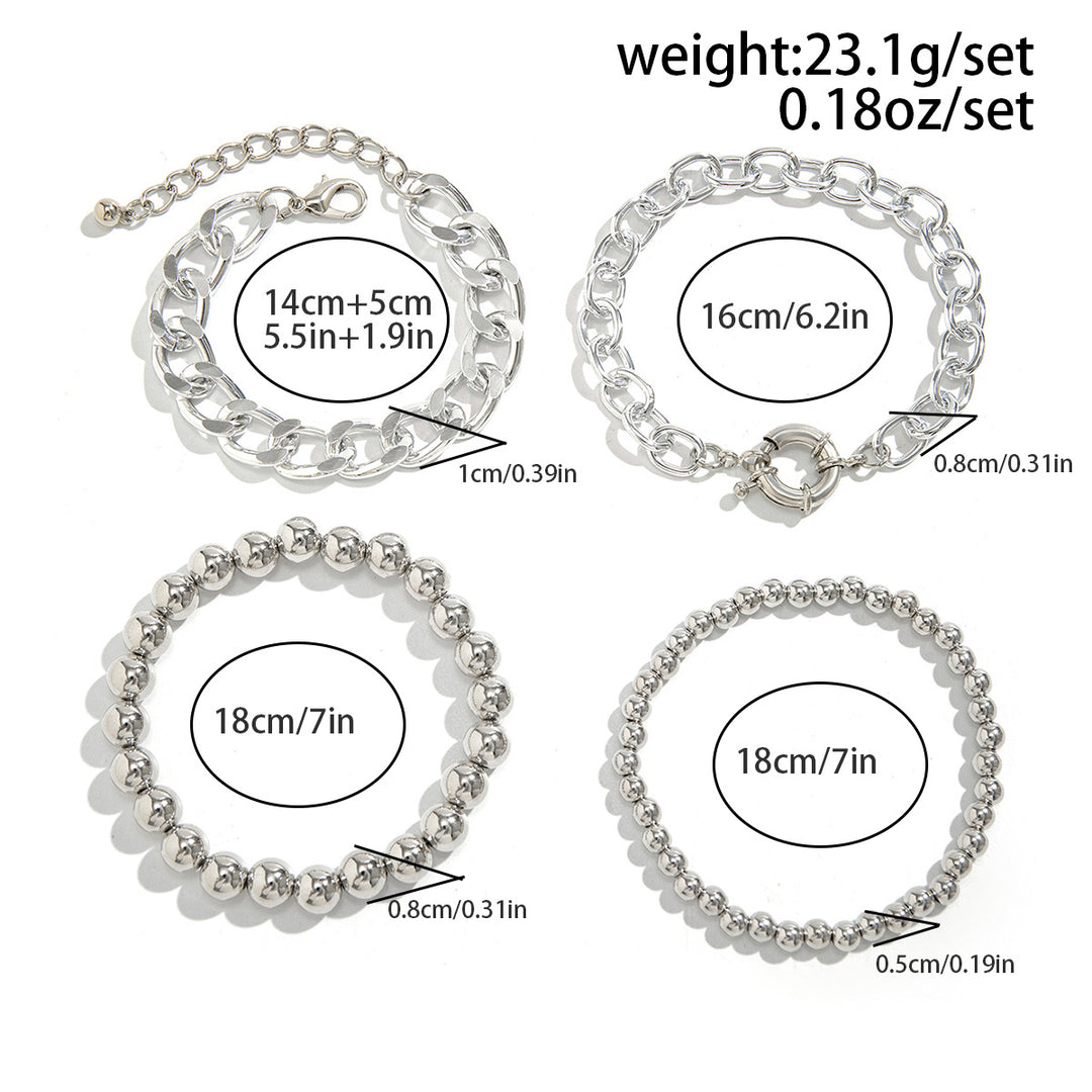 String Beads And Round Beads Chain Twin Bracelet Fashion