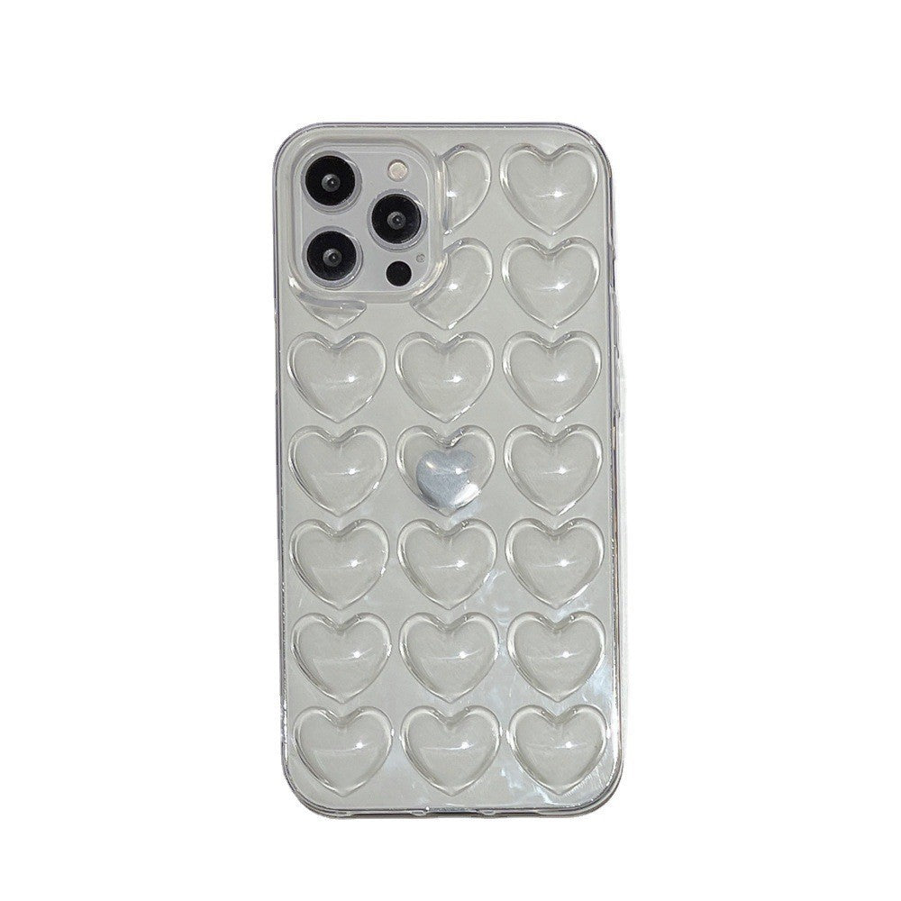 Solid Color Stereo Heart Mobile Phone Shell
