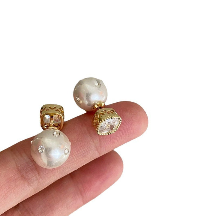 Pendientes de perlas de circón retro para mujeres