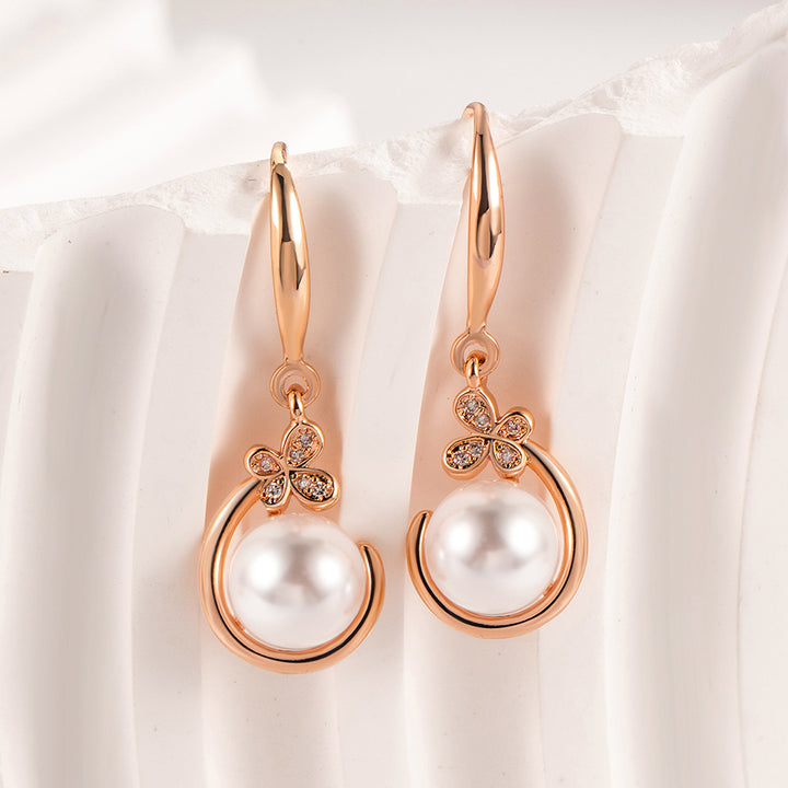 Einfache Perlenkette Ohrringe passen Frauen an