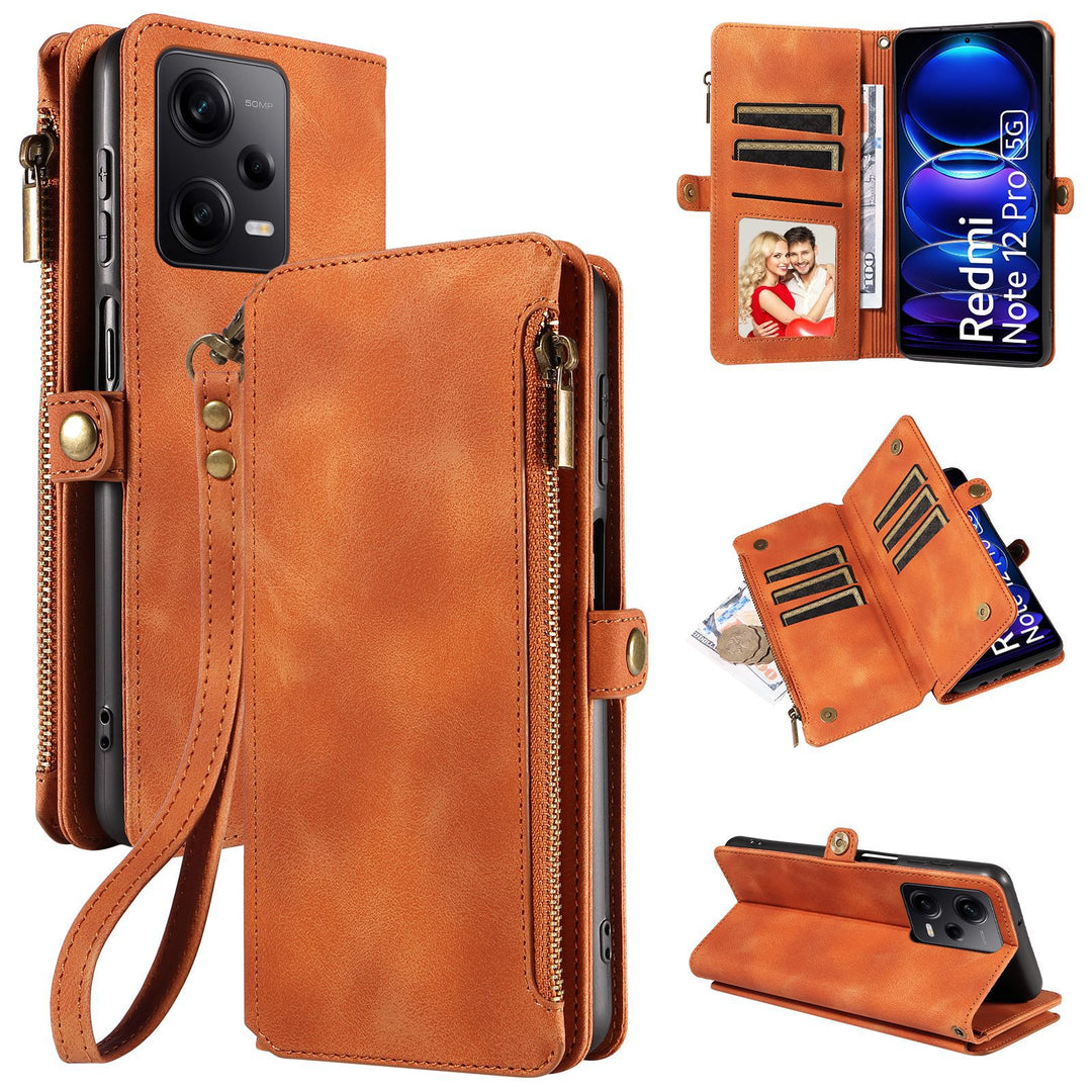 Zipper Leather Case Phone Case Multifunctional Protective Cover