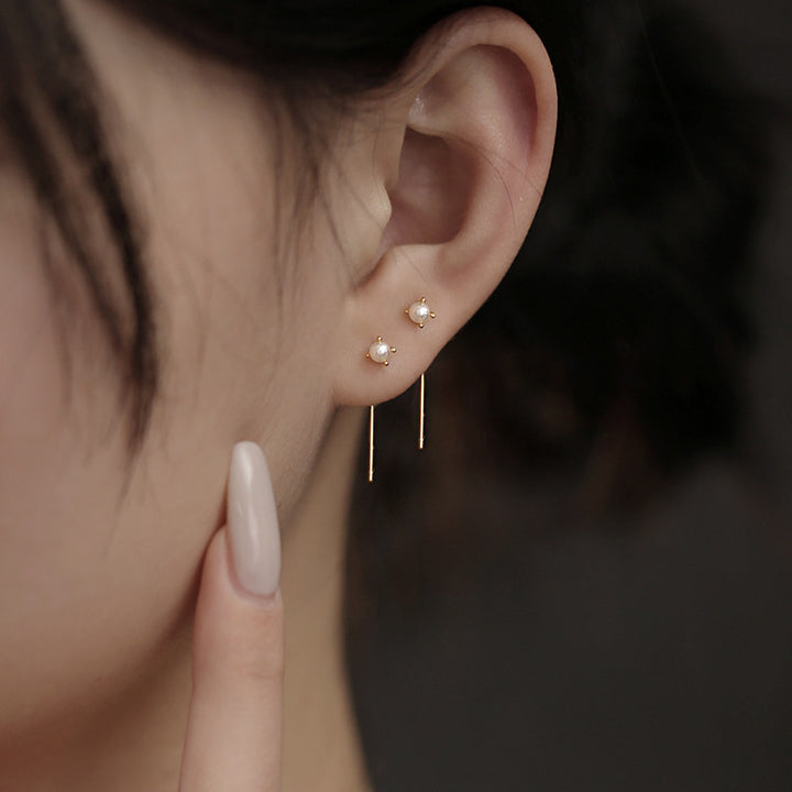 Pearl Female Stud Earrings Special-interest Design I Simple