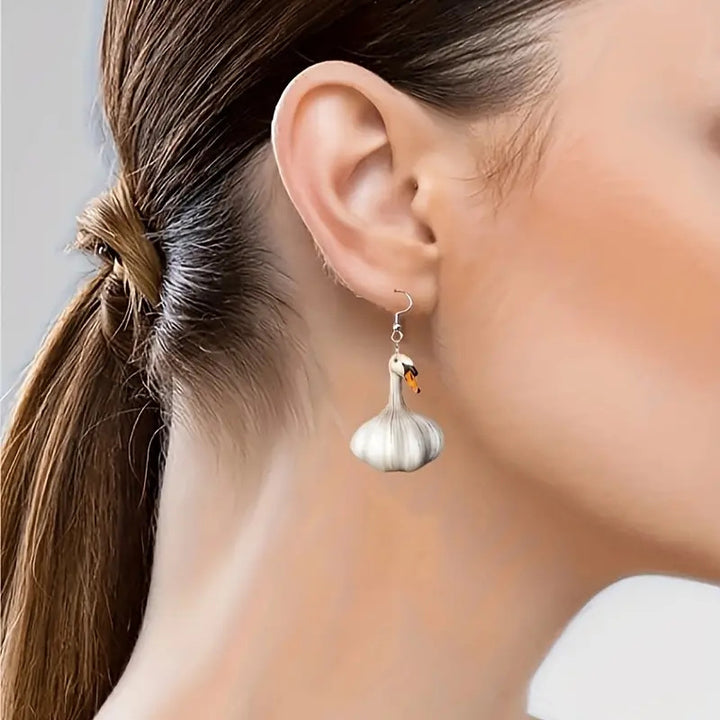 Boucles d'oreilles de canard à l'ail créatives de la mode pour femmes