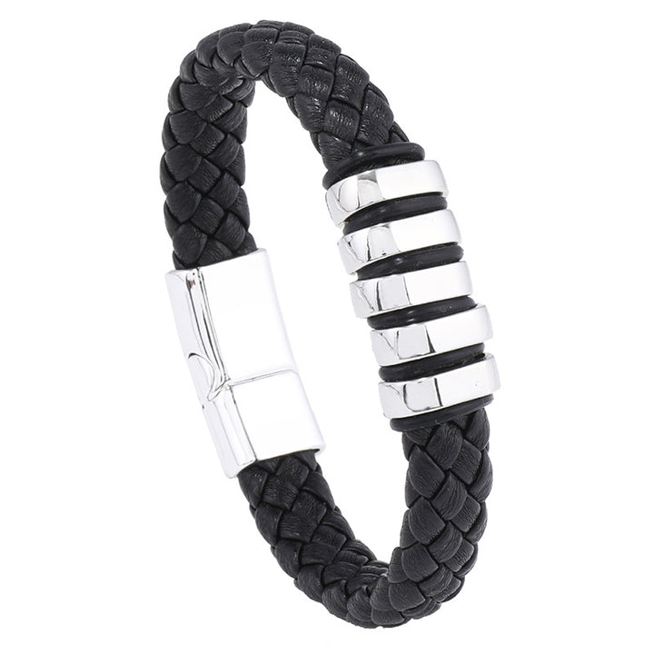 Multi-Layer-Leder-Wobenarmband-Handgelenksring