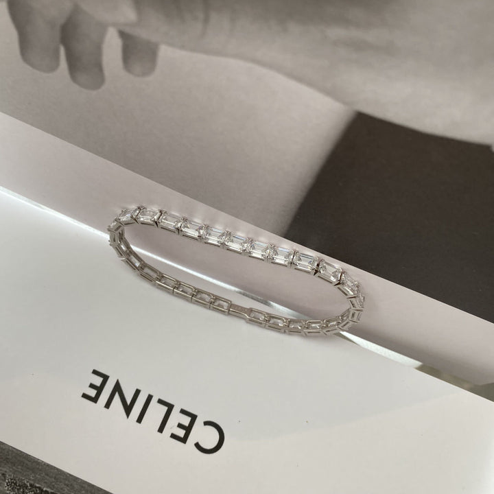 Silver Rectangular Zircon Bracelet Super
