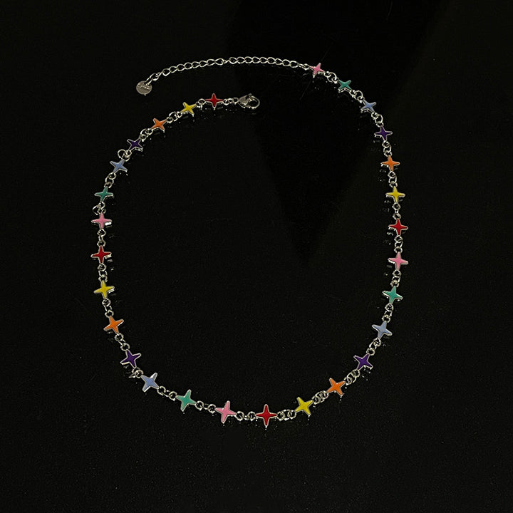 Bunte Öl Halskette Xingx Cross Halskette