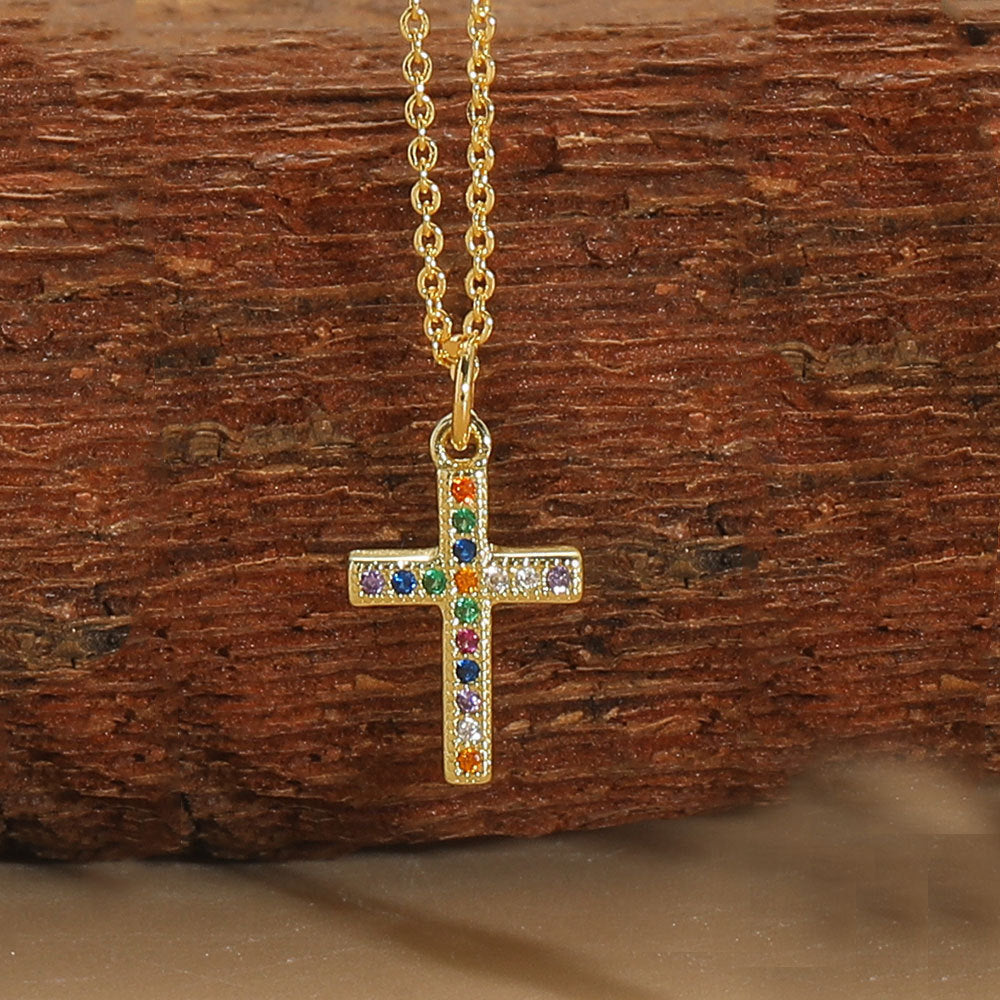 All-Match Cross Design Pendant Cellavicle Chain Halsband