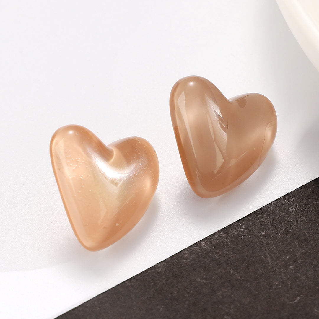 Exquisite C- Ring Love Heart Earrings Women's Simple