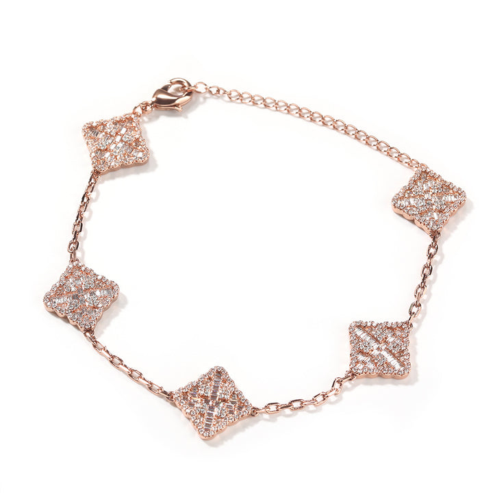 Lucky Four-Leaf Clover Bracelet Girls High-grade Gold Light Luxury Minority Copper Diamond
